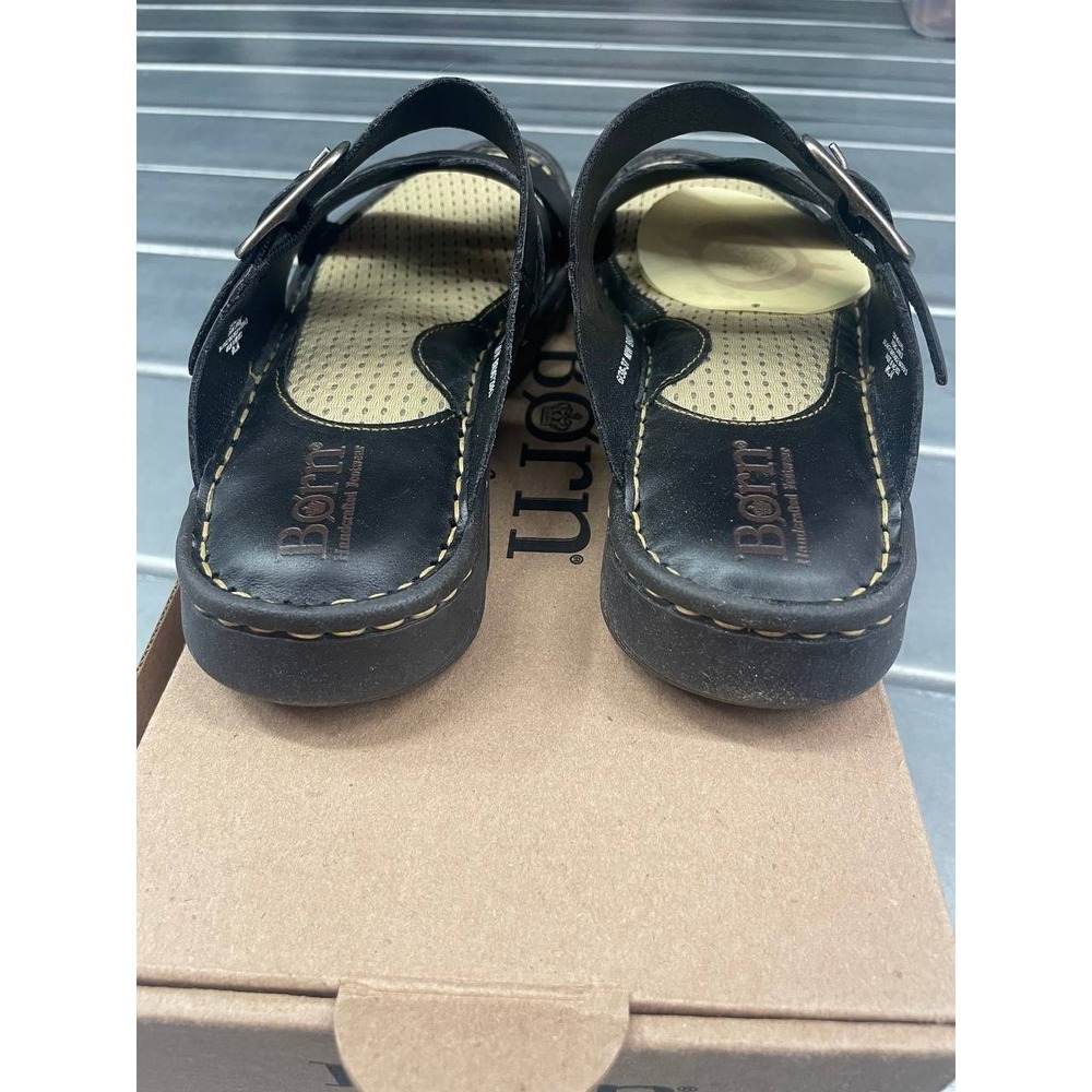 Born Salas Sandals Womens 6 Black Leather Slide - Picture 5 of 11